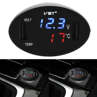 dual usb car charger car digital led voltmeter cigarette lighter adapter 3in1 thermometer battery monitor auto replacement parts