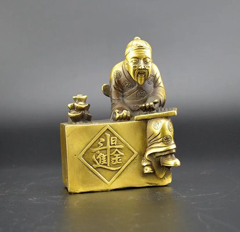 

Archaize Brass Old man Careful calculation Wealth Statue
