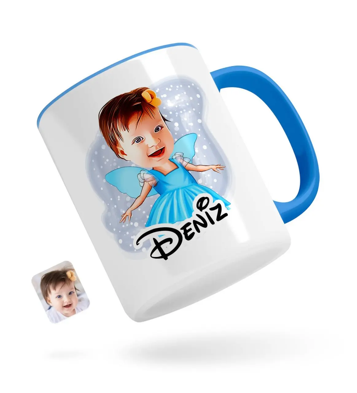 

Персонализированные детские балетки карикатура синего кружка Bardak-1