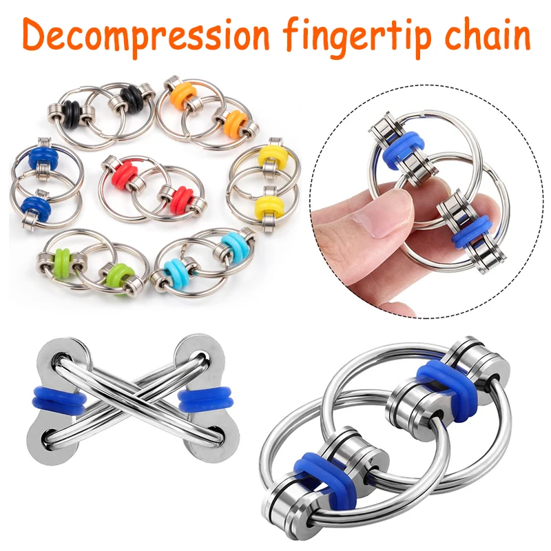 

Decompression Fingertip Chain Toy New Strange Iron Ring Keychain Unzip Keychain For Adult Vent Toys LBV
