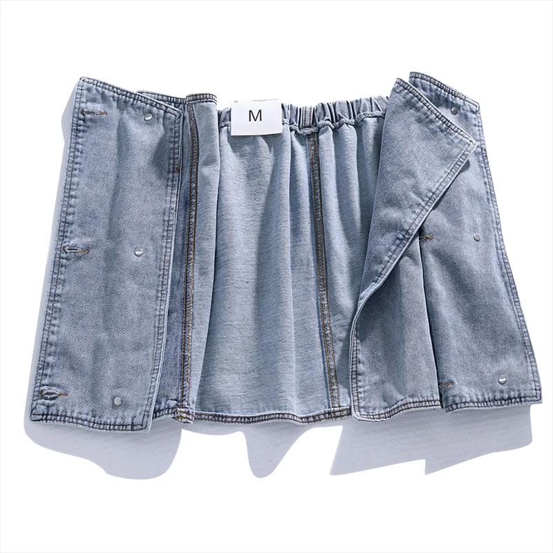 

Sexy Denim Women Vest Summer New Bandage Pleated Slim Night Club Style Female Pulls Outwear Tops