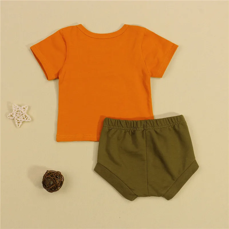 

Baby Boy Clothes Set Letter Print Short Sleeve O-neck T-shirt + Solid Color Short Pants