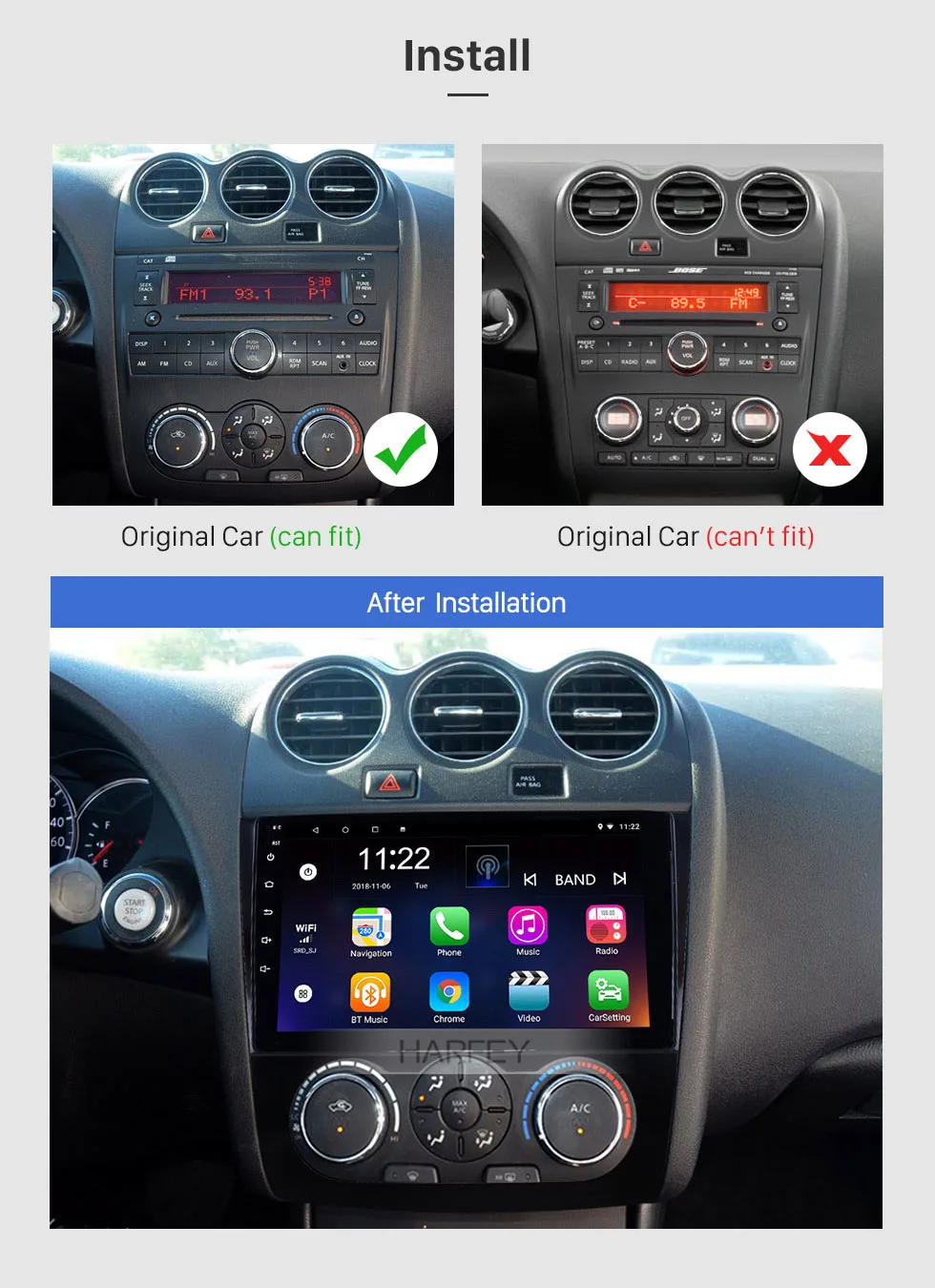 Harfey Android 8,1 мультимедийный плеер с gps Nav Радио " для Nissan Teana ALTIMA Руководство A/C 2008-2012i wifi Цифровое ТВ SWC TPM