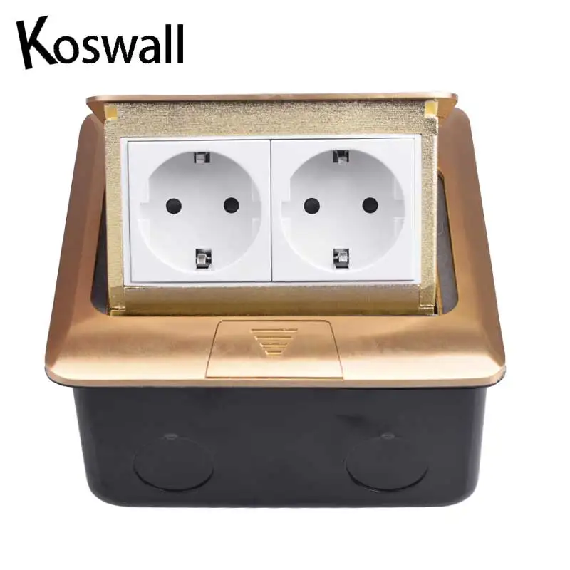 

Pure Copper Thicken Panel 16A Russia Spain EU Standard Pop Up Floor Socket Double Power Electrical Outlet AC 110~250V