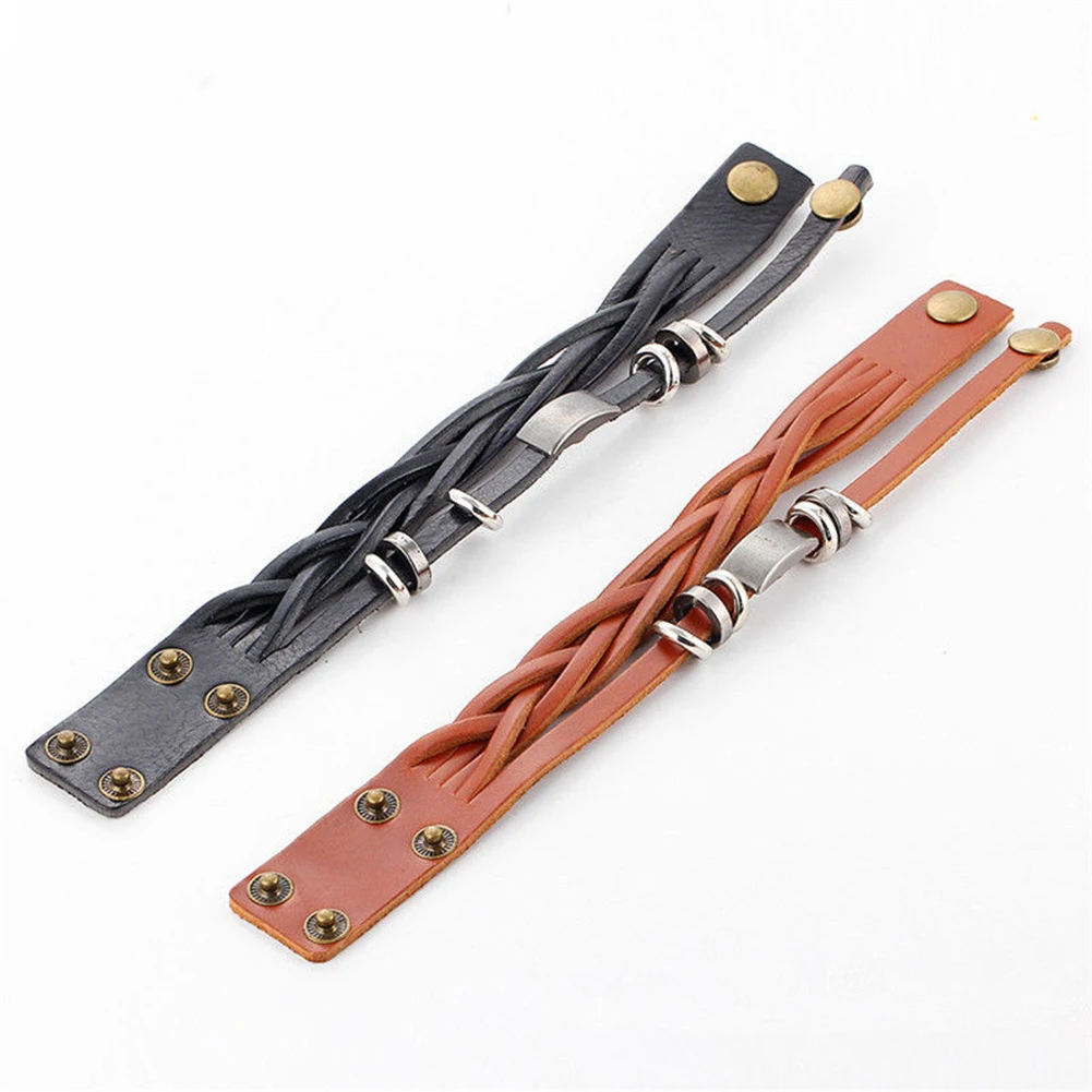 Винтажный Мужской и женский браслет искусственная кожа многослойная ювелирные