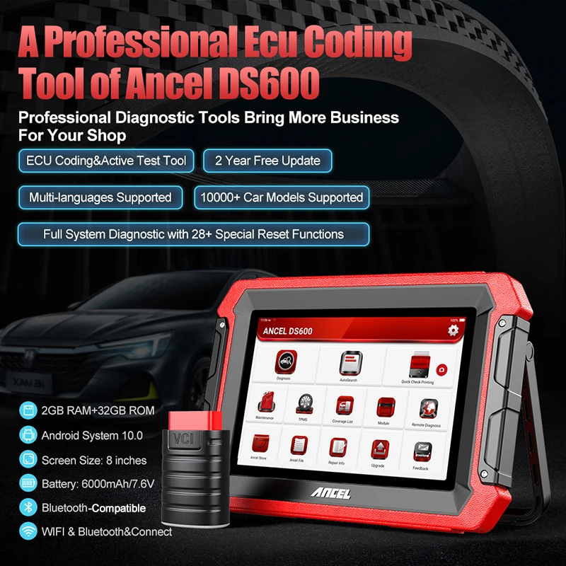

ANCEL DS600 Full System Diagnostic Tool OBD2 Scanner Engine TPMS Airbag Reset Oil Service DPF ABS ECU Coding Auto Code Reader