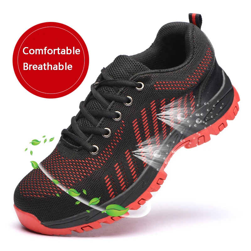 Защитные ботинки со стальным носком для мужчин и женщин дышащие Нескользящие