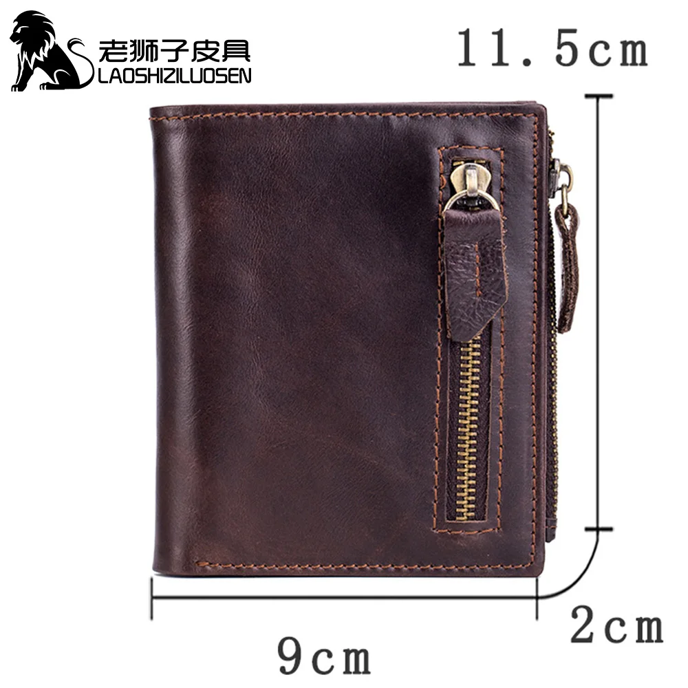 Мужской кожаный кошелек LAOSHIZI LUOSEN на молнии с держателем для Карт RFID 91604 | Багаж и