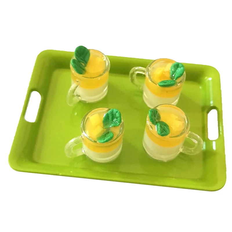 

1Pcs 1/12 Dollhouse Miniature Accessories Mini Mango Pudding Cup Simulation Food Model Toys for Doll House Decoration