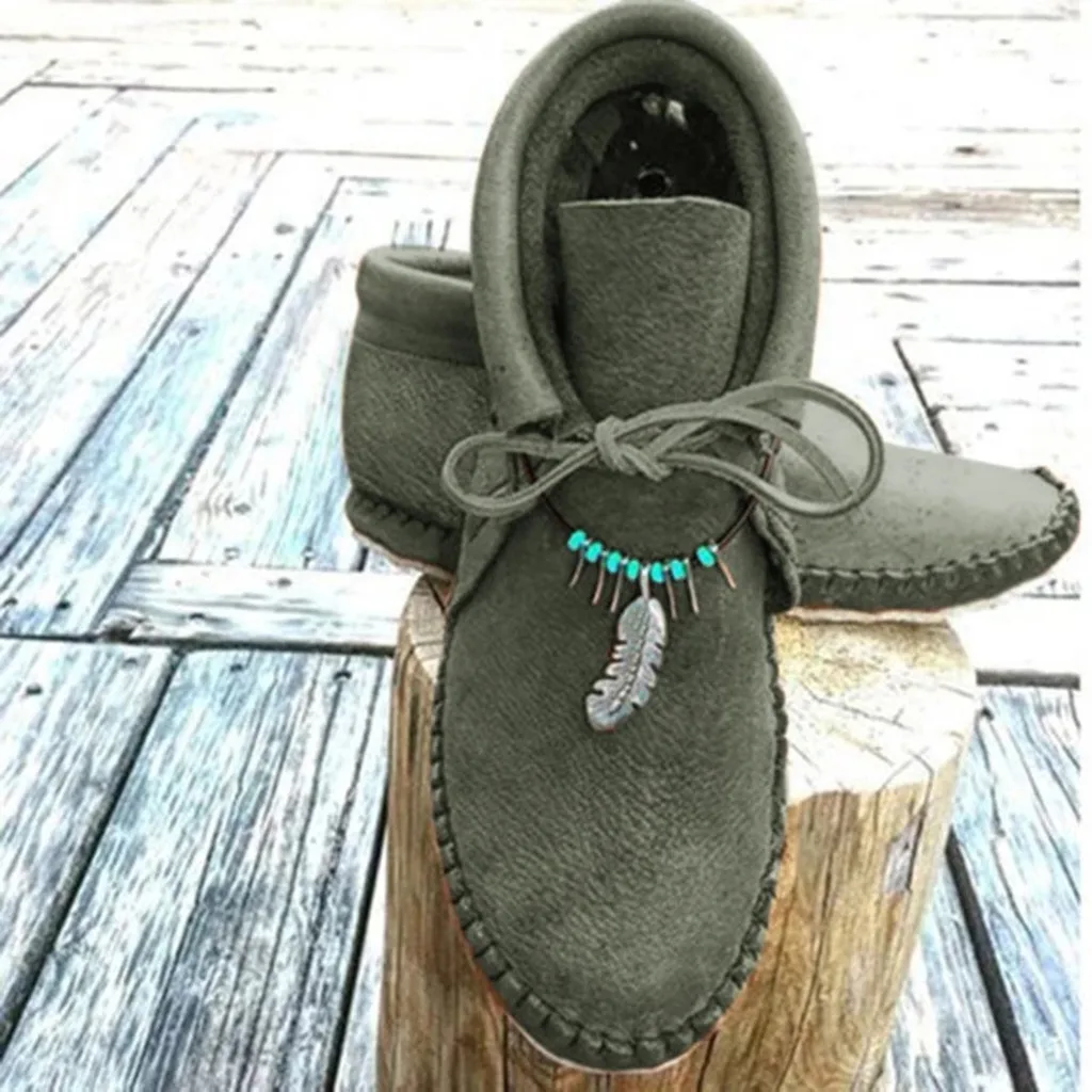 2020 New Spring Winter Women's Ladies Fashion Casual Warm Lace Up Short Ankle Boots Flat Leather Shoes Folk-custom Lady | Обувь