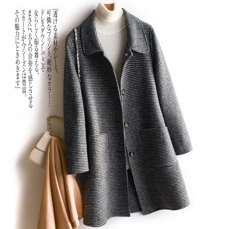 

Women Overcoat 100% Merino Wool Long Sleeve Autumn Winter Ladies Wool Long Jacket Thick Warm Wool Blends Long Coat Outerwear