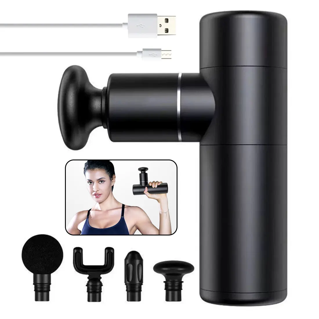 Миниатюрный массажный пистолет маленький инструмент для расслабления мышц