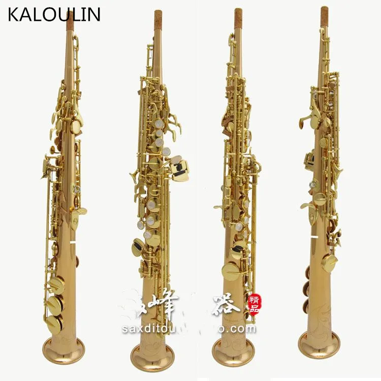 

Новое поступление, kaloulin прямой Саксофон сопрано, золотой лак B, плоские латунные Музыкальные инструменты с мундштуки-аксессуары gift