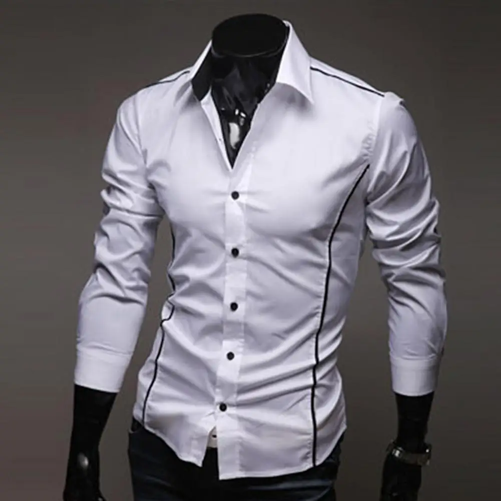 

Great Male Shirt Purfle Anti-wrinkle Autumn Shirt Slim Autumn Shirt