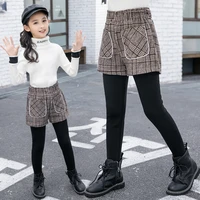 girl kids baby shorts plus thicken 2021 plaid winter autumn warm toddler outwear cotton woolen cloth children clothing