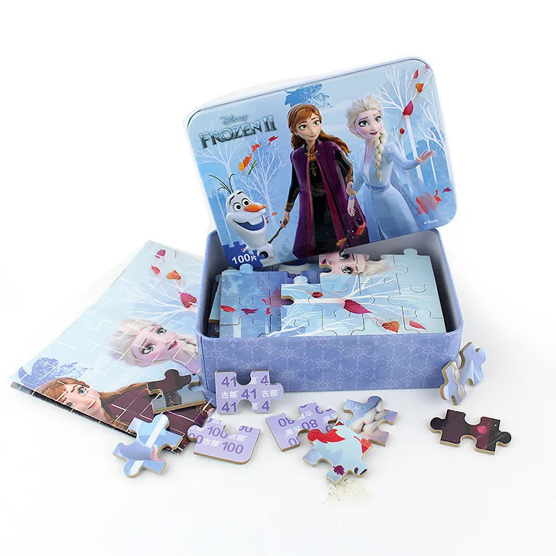 Дисней Холодное сердце 2 железная коробка для хранения деревянный пазл 10 Цвет