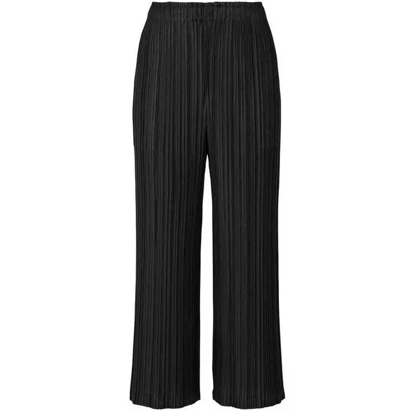 

2021 Spring Summer New Casual Pants Simple Loose Comfortable Stretch Fold Straight Cropped Trousers Women's Clothing