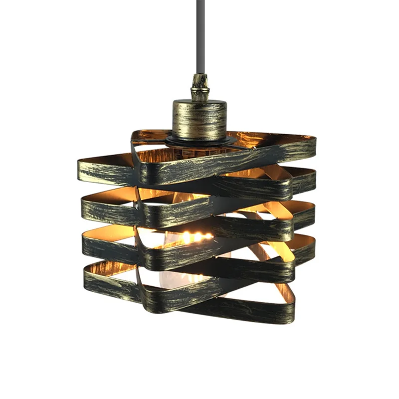Lámpara colgante para Loft de estilo americano, candelabro de jaula de hierro para comedor, dormitorio, sala de estar, pasillo, iluminación decorativa