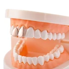 Двойной в стиле хип-хоп цвета: золотистый, серебристый Цвет декоративные Зубные коронки для Для женщин мужчин Топ вампирские клыки зуб шапки одного украшения для зубов
