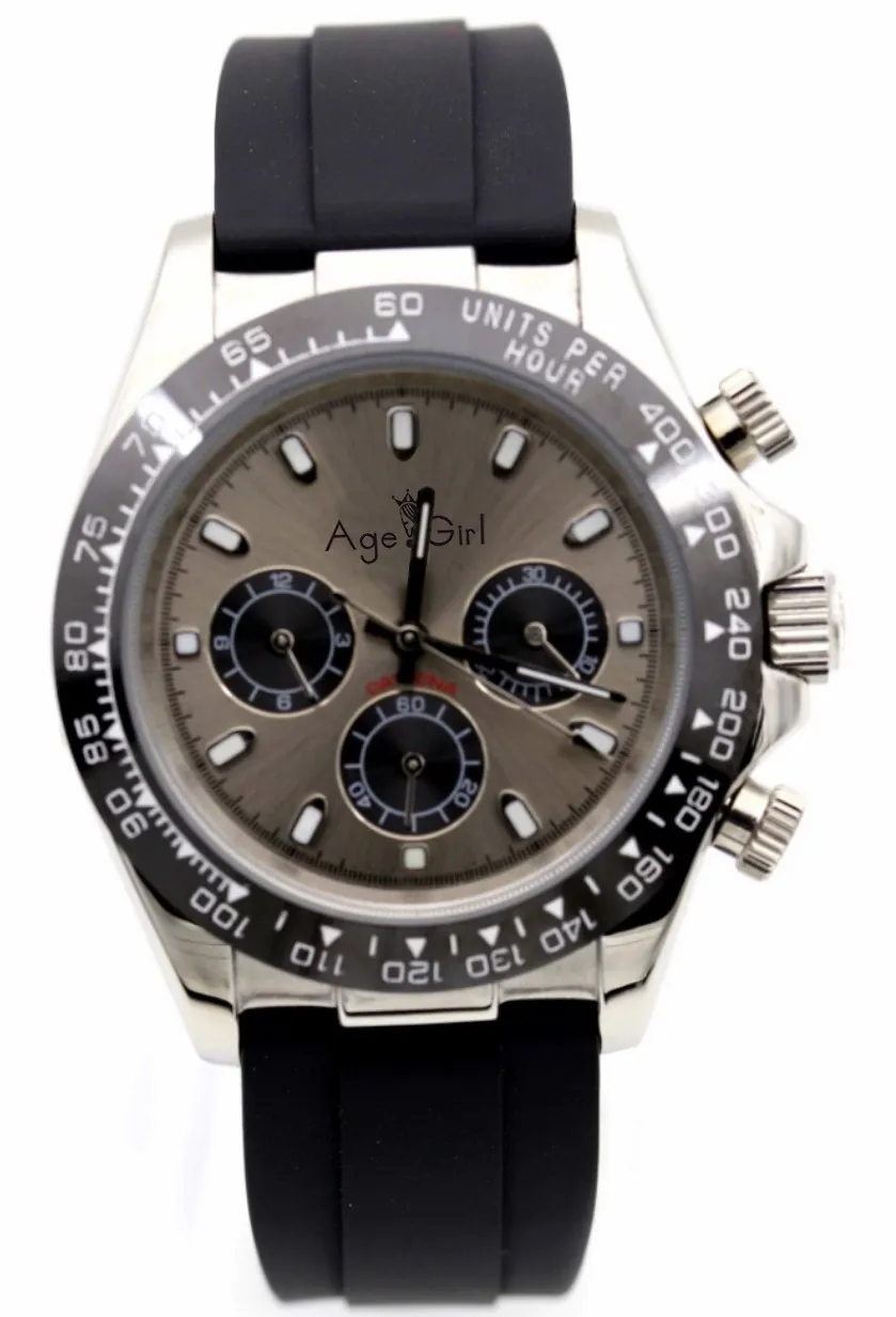 

New Men Automatic Mechanical Rose Gold Black Rubber Bracelet Watch Sport Sapphire Ceramic Bezel Stainless Steel Blue Grey