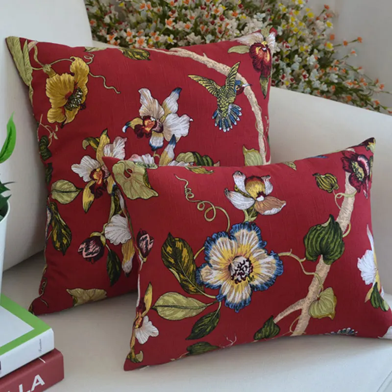 Роскошный чехол для подушки Европейский с изображением ярких птиц и цветов