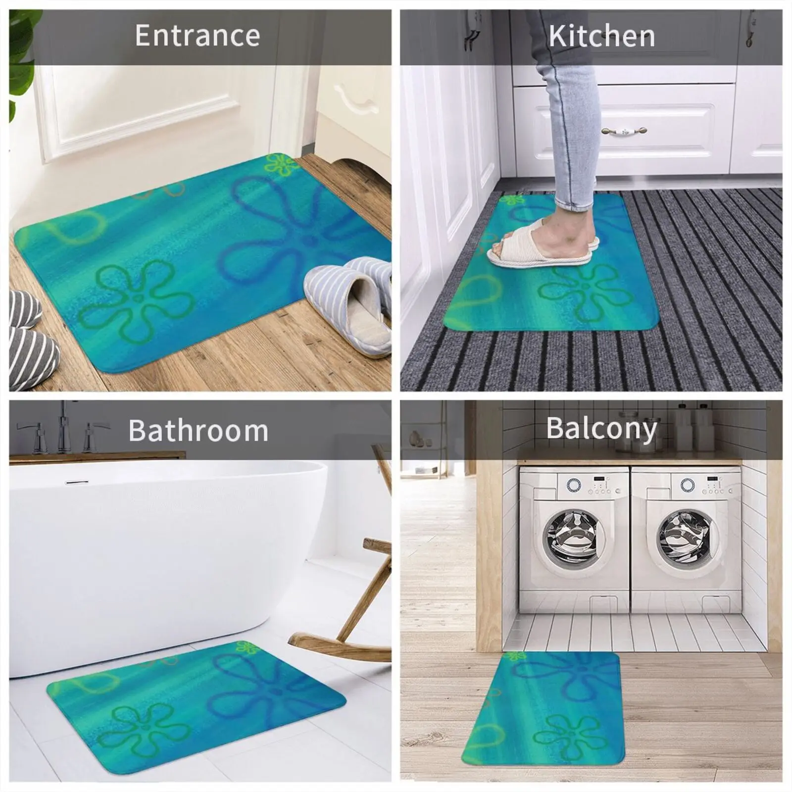 Flower Sky Entrance Door Mat Bath Rug Flowers Skies Clouds Background Cloud Anti-Slip |