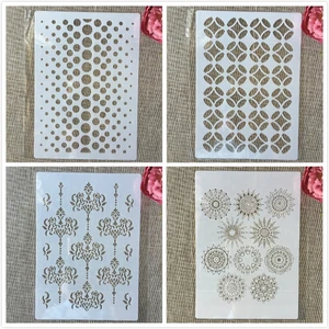 Трафареты для рисования стен, 4 шт., A4, 29 см, геометрические, мандала, круглые, раскраска для скрапбукинга, тиснильный альбом