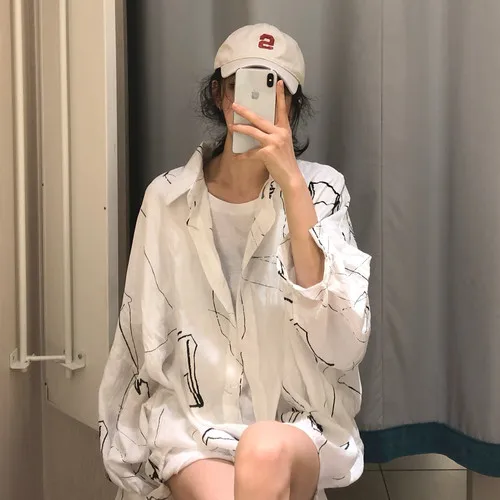 Простой белый Повседневный Свободный корейский стиль негабаритный базовый