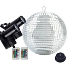 Дискотечный шар DIA25 см, 30 см, серебристое отражение, стеклянное зеркало, диско-шар с пультом дистанционного управления, 10 Вт RGB луч, лампы для дома, вечеринки, KTV, диско светильник