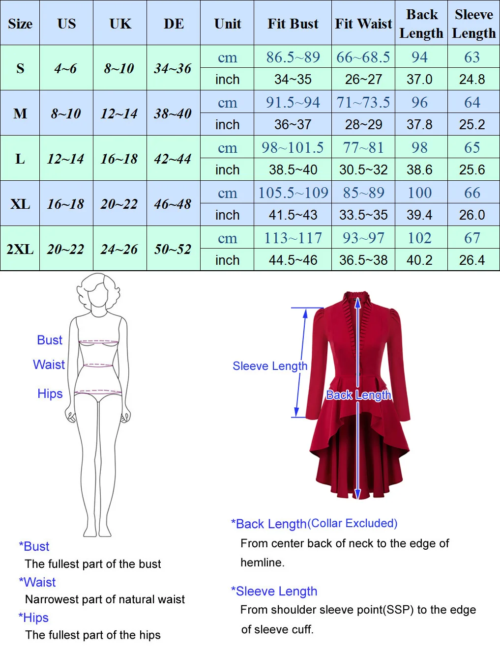 

Spring Autumn Coat Women Tops Clothing High-Lo Hem Coat Steampunk Long Puff Sleeve Stand Collar V-Neck Gothic Vintage Jacket New