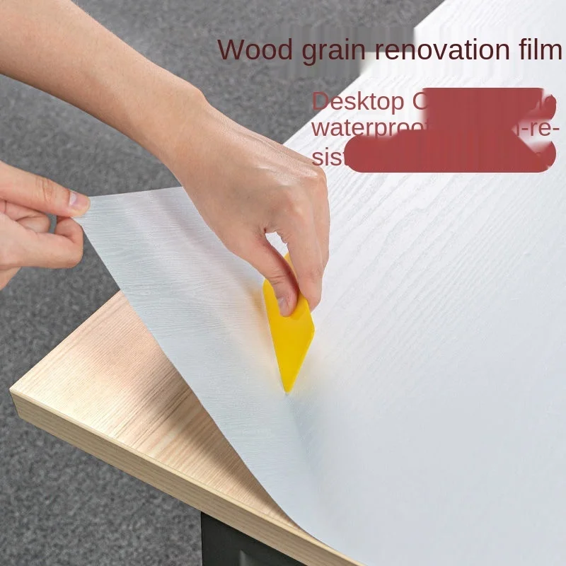 

White imitation wood grain wallpaper self adhesive waterproof moisture proof Boeing film wardrobe cabinet desktop old furniture