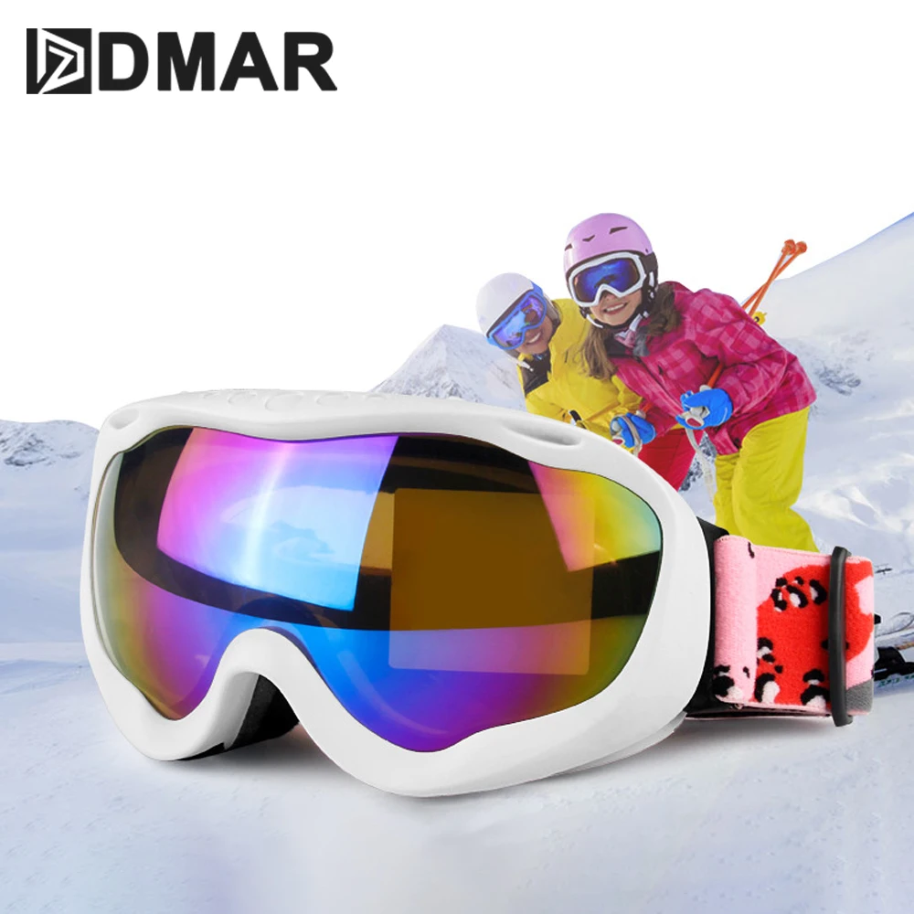 DMAR лыжные очки сферические Анти туман защита двухслойные теплые большие линзы