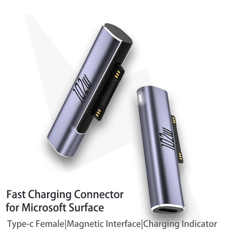 

USB Type C PD адаптер 15 в 102 Вт, разъем для быстрой зарядки, конвертер для Microsoft Surface Pro 8 7 6 5 4 3 Go Book 1 2 3