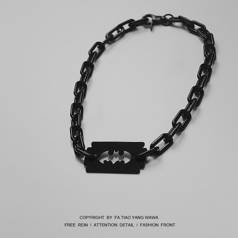 

Bat dark thick chain necklace