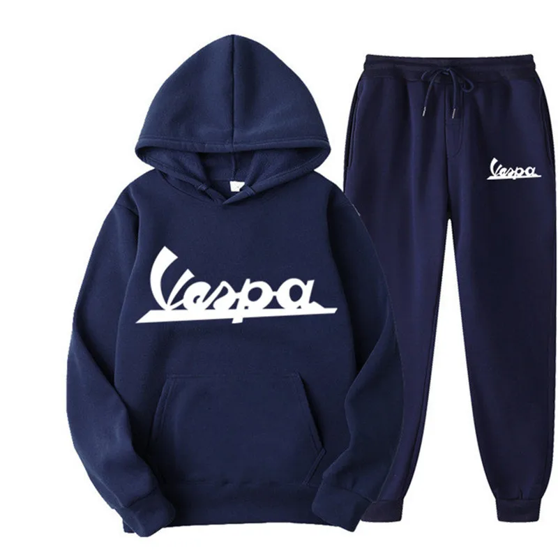 

2021 New Hot-Selling Spring Autumn Men's Hoodie Vespa Letter Printing Trend Fashion Loose Casual All-Match Men's Two-Piece Suit