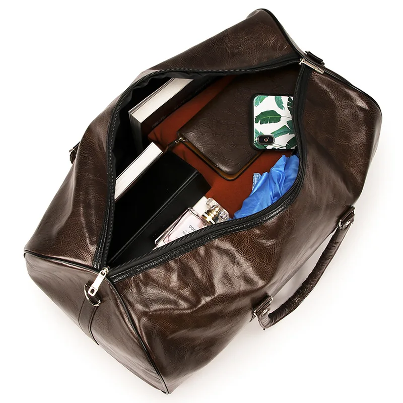 

Travel Bag Handbag Pu Retro Short-Distance Business Trip Luggage Bag Large-Capacity Short-Distance Duffel Bag Light Exercise Fit