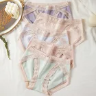 Новое Женское хлопковое нижнее белье, сексуальные кружевные трусики, модные однотонные удобные трусы, бесшовные трусы со средней талией, женское белье