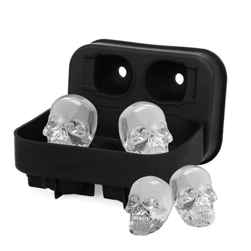 3D Skull Shape 3D форма для льда, бар, вечерние силиконовые поддоны формы, кухонные инструменты, большой лоток для льда, форма для напитков, виски, вина, Ледогенератор - Цвет: 3D Skull Shape
