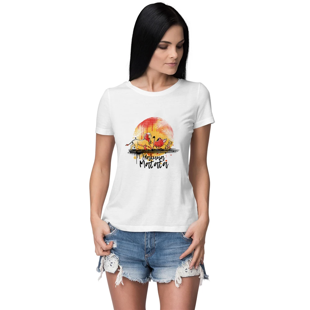 

Disney Women T-shirt Minimalism Nimation Shirts Cool Simba's best Friends Printed Comfortable Style The Lion King Tops Hipster