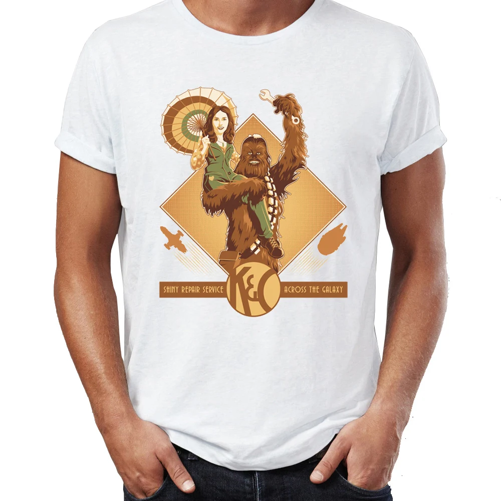 Летняя мужская футболка космическая механика Chewbacca Chewie And Kaylee Firefly Nerdy Artsy крутые