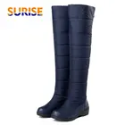 Женские Зимние ботфорты на толстой танкетке, теплые плюшевые ботфорты на молнии с круглым носком, высокие сапоги до бедра на платформе, большой размер, 2021