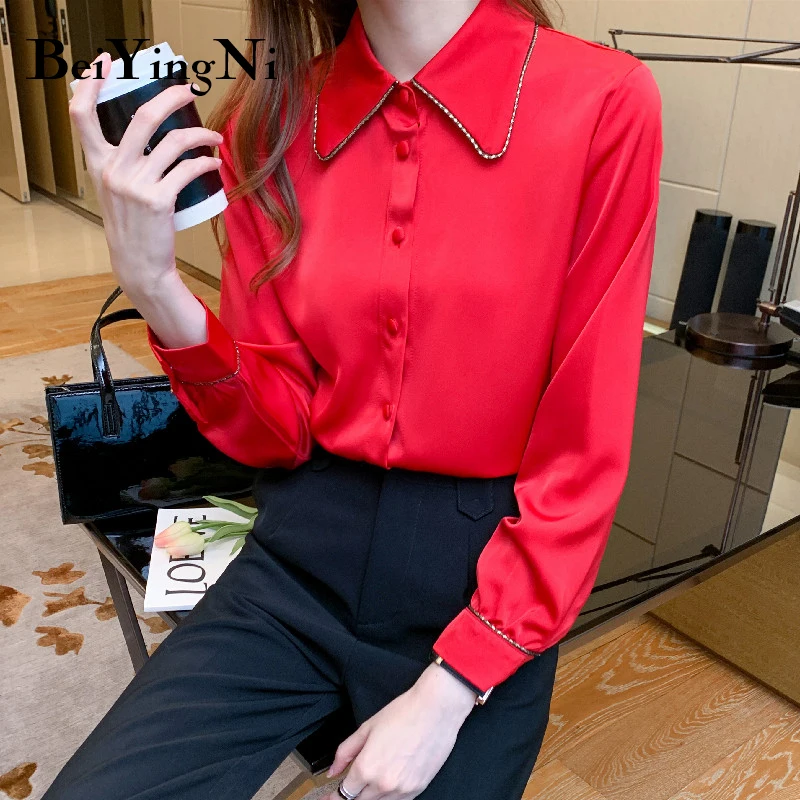 

Beiyingni 2021 Spring New Fashion Elegant Work Wear OL Blouses Female Loose Long Sleeve Casual Tops Vintage Blusas Shirts Ladies