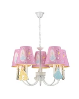 Kids Lamps 5 Lights Princess Theme Pink Chandelier Children Light Bedroom LED Light for Children's Room Free Ship