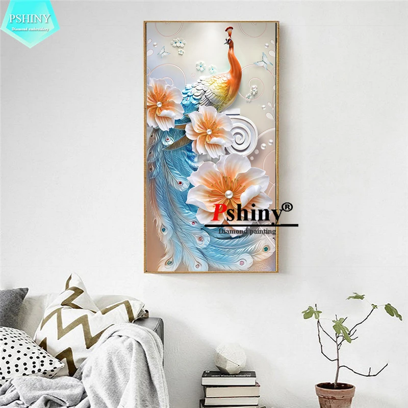 PSHINY 5D алмазная вышивка своими руками распродажа красочные павлины животные