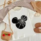 Детская футболка с принтом головы паука и Микки Мауса, белая, в стиле Харадзюку