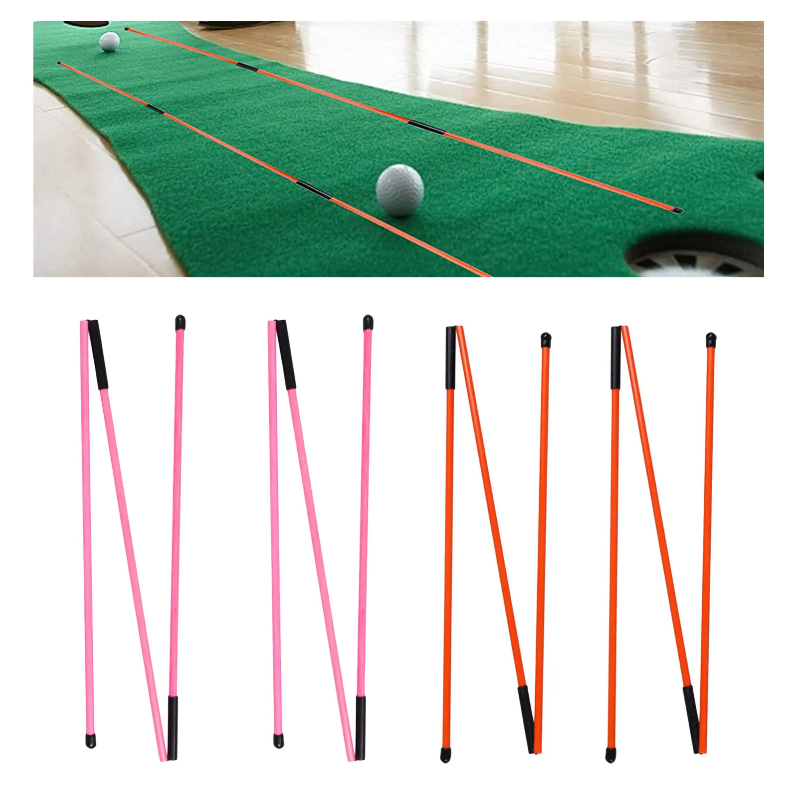 

2 Pack Golf Alignment Sticks Fiberglass Training Aid Rods For Correct Ball Direction Golf Swing Trainer Practise Accessories