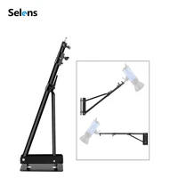 meking wall camera mount with triangle base adjustable boom arm up to 6ft for photography studio video flash ring light softbox