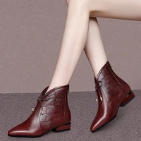 autumnwinter casual ankle boots womens leather moccasins bow tied ladies concise ankle boots shoes