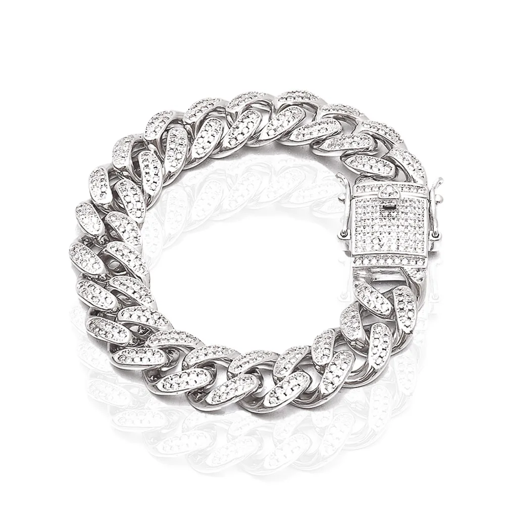 Men Hip hop Pave Setting AAA zircon bracelet fashion 7 8 9 inch long Miami cuban chain bracelets men hiphop jewelry luxury gifts | Украшения
