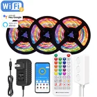 Гибкая световая лента Dreamcolor, Wi-Fi RGBIC WS2811, 12 В, 5 м, 10 м, 60 светодиодовм, 38 клавиш, ИК-пульт дистанционного управления